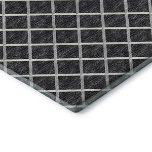 HomeRoots 10' X 14' Black And Ivory Geometric Area Rug - Durable, Washable, UV Protected for Modern Homes 645325