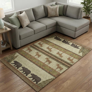 HomeRoots 8' X 10' Washable Area Rug with UV Protection - Stylish Animal Print for Homes with Kids & Pets 645329