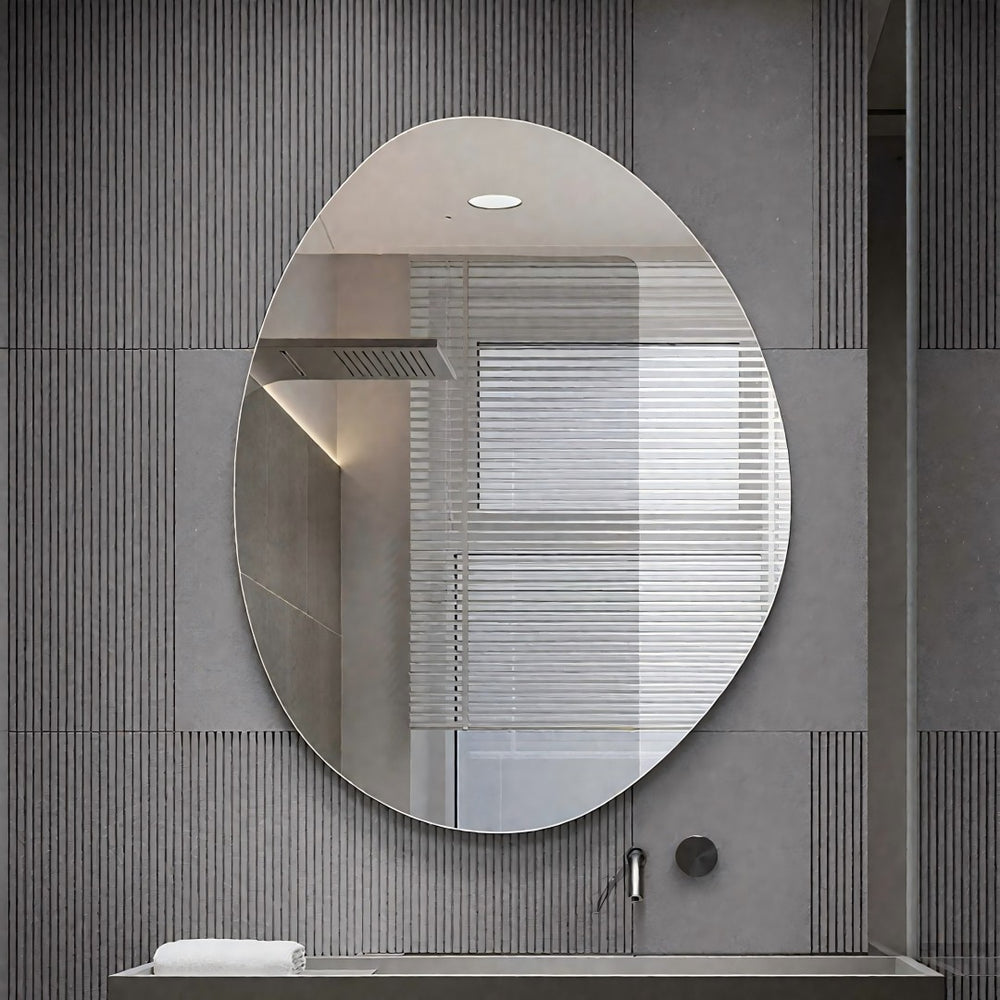 English Elm 40 Inch Asymmetrical Frameless Bathroom Mirror Hd Silver Glass Frosted Edge Vanity W2709P433557