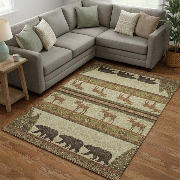 HomeRoots 9' X 12' Washable Animal Print Area Rug - Durable, Stain-Resistant, UV Protected for Family Homes 645330