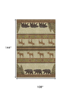 HomeRoots 9' X 12' Washable Animal Print Area Rug - Durable, Stain-Resistant, UV Protected for Family Homes 645330