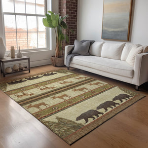 HomeRoots 10' X 14' Lodge-Inspired Animal Print Area Rug – Durable, Washable, UV Protected, Stain-Resistant Design 645331