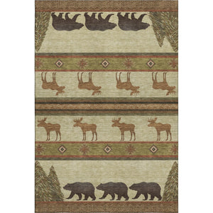 HomeRoots 10' X 14' Lodge-Inspired Animal Print Area Rug – Durable, Washable, UV Protected, Stain-Resistant Design 645331