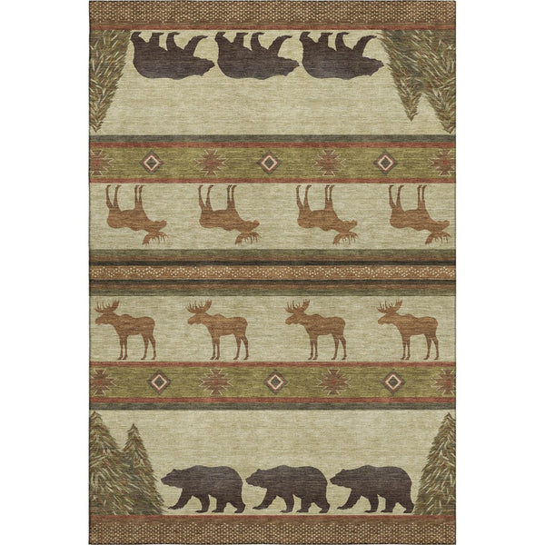 HomeRoots 10' X 14' Lodge-Inspired Animal Print Area Rug – Durable, Washable, UV Protected, Stain-Resistant Design 645331