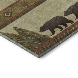HomeRoots 10' X 14' Lodge-Inspired Animal Print Area Rug – Durable, Washable, UV Protected, Stain-Resistant Design 645331