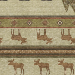 HomeRoots 10' X 14' Lodge-Inspired Animal Print Area Rug – Durable, Washable, UV Protected, Stain-Resistant Design 645331