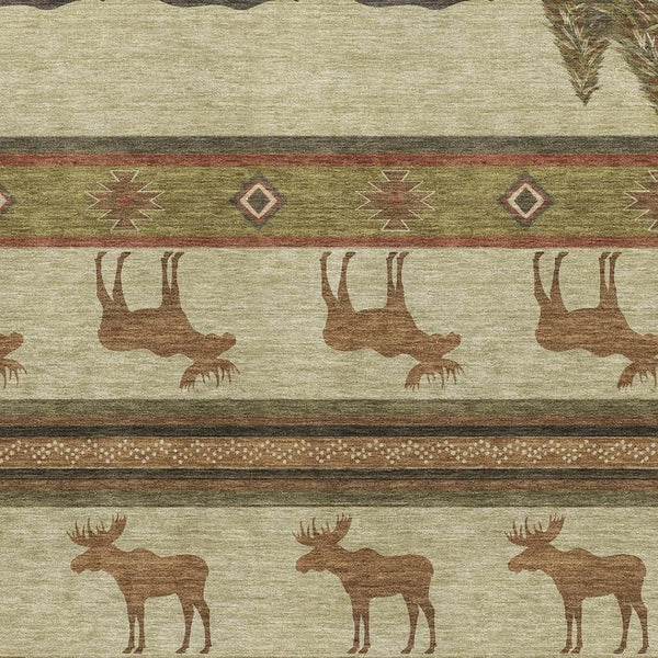 HomeRoots 10' X 14' Lodge-Inspired Animal Print Area Rug – Durable, Washable, UV Protected, Stain-Resistant Design 645331