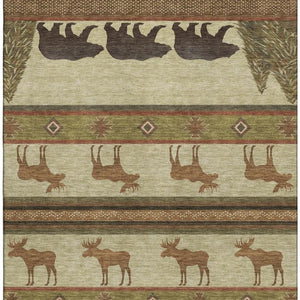 HomeRoots 10' X 14' Lodge-Inspired Animal Print Area Rug – Durable, Washable, UV Protected, Stain-Resistant Design 645331