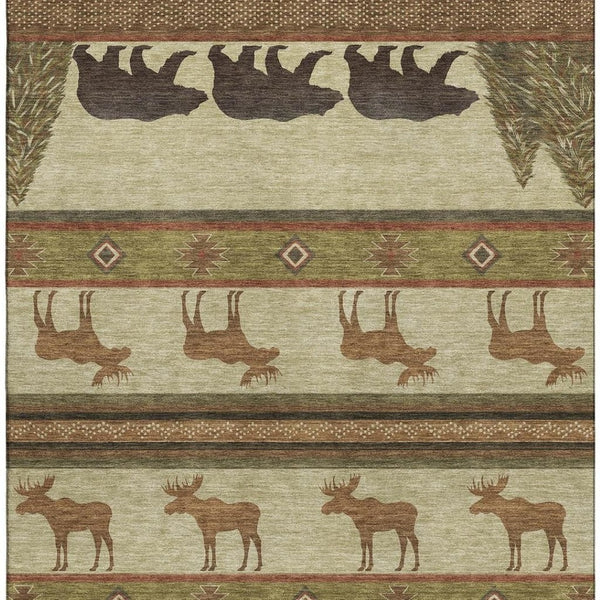 HomeRoots 10' X 14' Lodge-Inspired Animal Print Area Rug – Durable, Washable, UV Protected, Stain-Resistant Design 645331