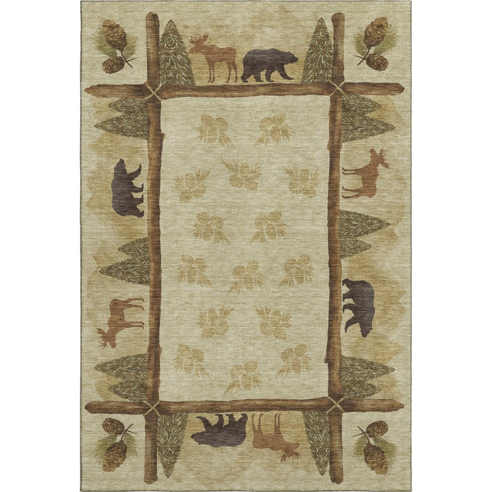 HomeRoots 5' X 8' Lodge-Inspired Washable Area Rug with Animal Print, UV Protection, and Stain Resistance 645333