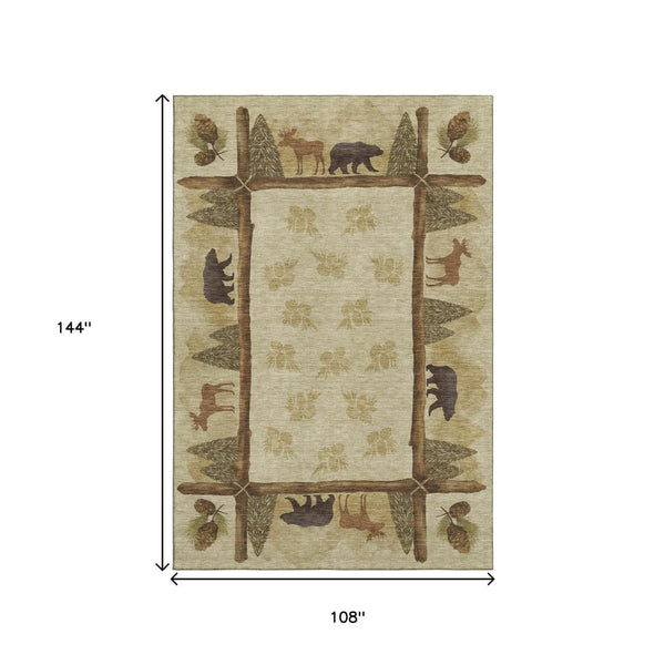 HomeRoots 9' X 12' Stylish Animal Print Area Rug - Washable, UV Protected, Durable for Family & Pets 645336