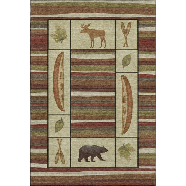 HomeRoots 5' X 8' Lodge-Inspired Animal Print Area Rug - Washable, Stain-Resistant, UV Protected & Stylish! 645339