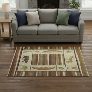 HomeRoots 5' X 8' Lodge-Inspired Animal Print Area Rug - Washable, Stain-Resistant, UV Protected & Stylish! 645339