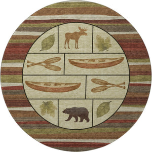 HomeRoots 8' Stylish Brown Beige Rust Animal Print Round Rug - Machine Washable, UV Protected & Stain Resistant! 645340