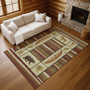 HomeRoots 8' X 10' Cozy Lodge-Inspired Animal Print Area Rug – Machine Washable, UV Protected, Stain Resistant 645341