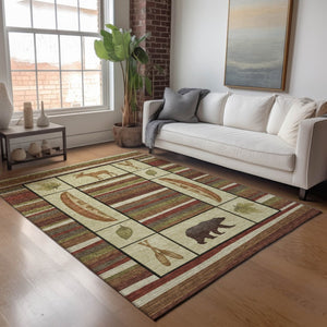 HomeRoots 8' X 10' Cozy Lodge-Inspired Animal Print Area Rug – Machine Washable, UV Protected, Stain Resistant 645341