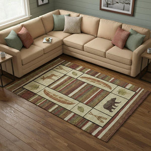 HomeRoots 8' X 10' Cozy Lodge-Inspired Animal Print Area Rug – Machine Washable, UV Protected, Stain Resistant 645341