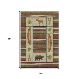 HomeRoots 9' X 12' Stylish Brown Beige Rust Animal Print Area Rug – Washable, UV Protected & Durable Design! 645342