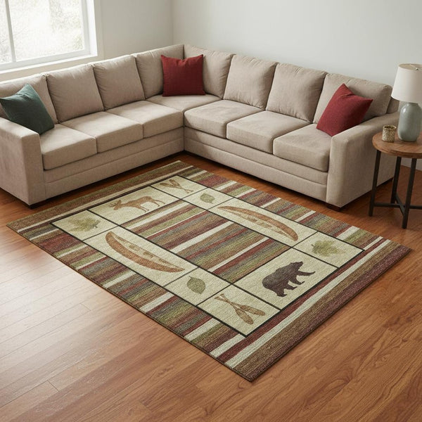 HomeRoots 10' X 14' Stylish Animal Print Area Rug with UV Protection – Durable, Washable, and Perfect for Homes! 645343
