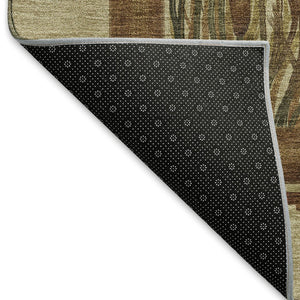HomeRoots 10' Khaki Beige & Green Nautical Washable Area Rug - Durable, UV-Protected, Family-Friendly Design! 645355