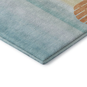 HomeRoots 5' X 8' Nautical Aqua Green & Orange Area Rug – Durable, Washable, UV Protected for Coastal Charm 645357