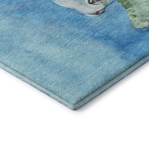 HomeRoots 8' Pacific Blue Nautical Round Rug - Washable, UV Protected, Stain Resistant - Coastal Charm for Homes 645370