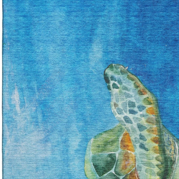 HomeRoots 8' X 10' Pacific Blue Nautical Area Rug - Washable, Stain Resistant, UV Protected for Coastal Charm 645371