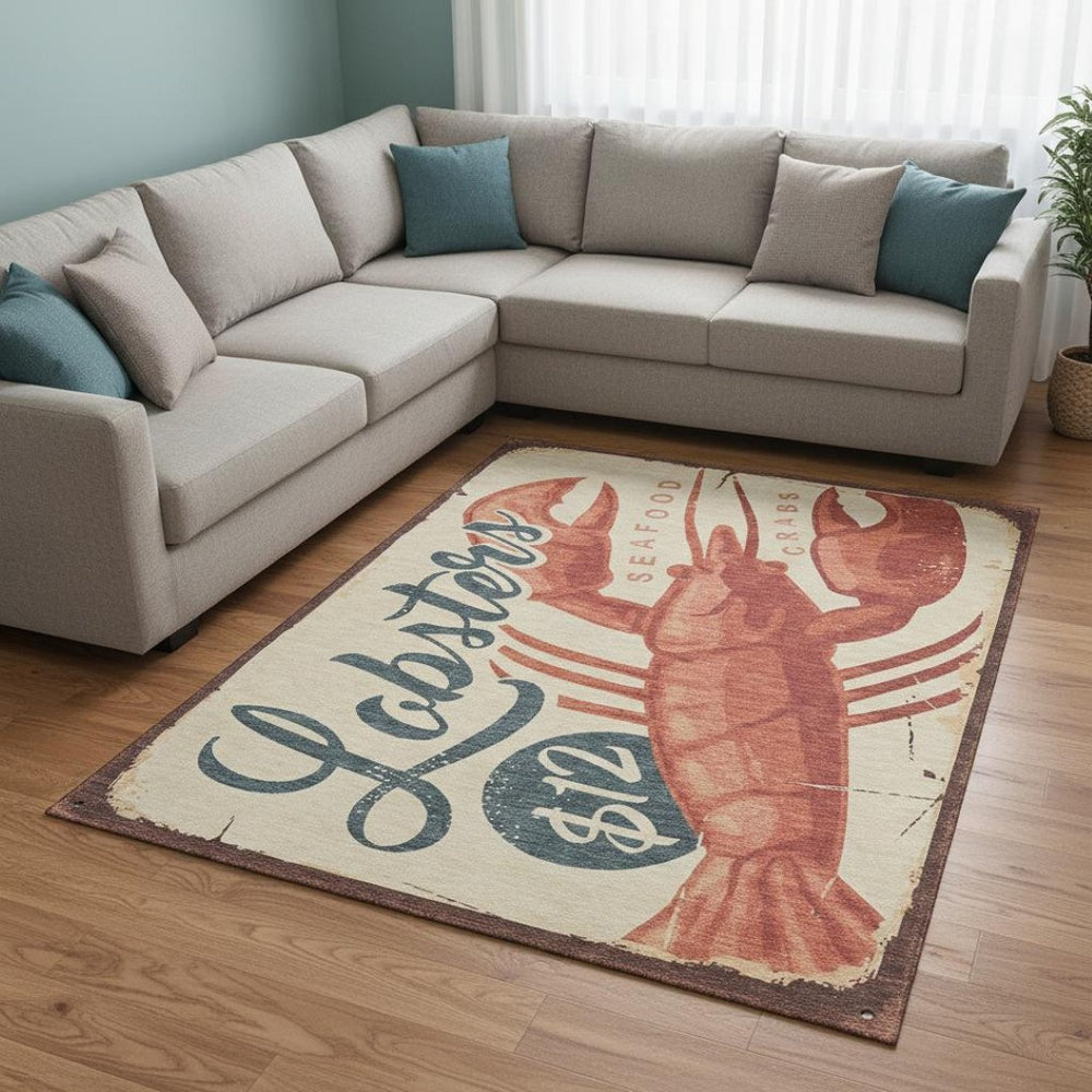HomeRoots 8' X 10' Coastal Beige Salmon Brown Area Rug – Washable, UV-Protected, Stain-Resistant, Durable Design 645383
