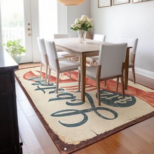 HomeRoots 8' X 10' Coastal Beige Salmon Brown Area Rug – Washable, UV-Protected, Stain-Resistant, Durable Design 645383