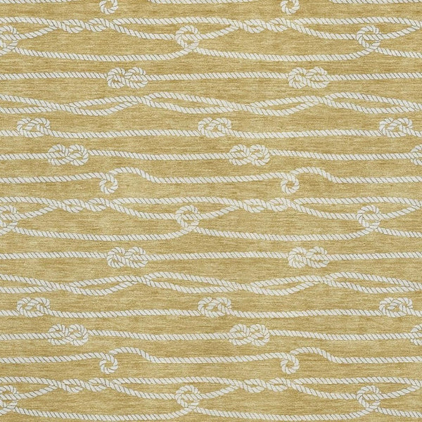 HomeRoots 8' X 10' Nautical Gold and Ivory Washable Area Rug - UV Protected, Durable, Stylish, and Easy-Care 645395