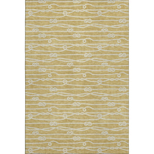 HomeRoots 9' X 12' Gold Nautical Area Rug - Washable, UV-Protected, Durable & Stylish for Coastal Living Spaces 645396