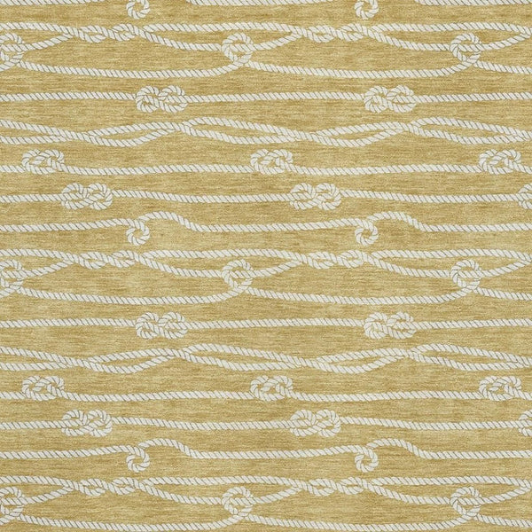 HomeRoots 9' X 12' Gold Nautical Area Rug - Washable, UV-Protected, Durable & Stylish for Coastal Living Spaces 645396