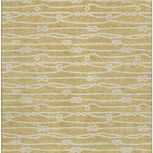 HomeRoots 10' X 14' Gold And Ivory Nautical Area Rug – Washable, UV Protected, Stain Resistant, Perfect for Families! 645397
