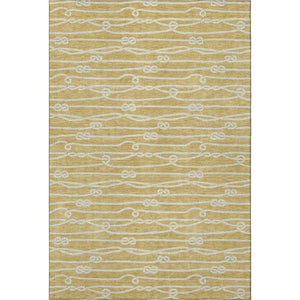 HomeRoots 10' X 14' Gold And Ivory Nautical Area Rug – Washable, UV Protected, Stain Resistant, Perfect for Families! 645397