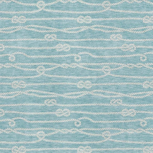 HomeRoots 9' X 12' Teal Blue Nautical Area Rug – Washable, UV-Protected, Durable & Stylish for High-Traffic Spaces 645402
