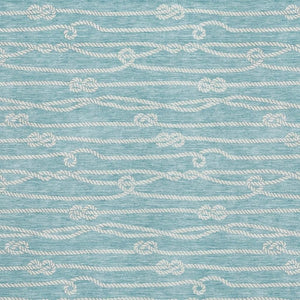HomeRoots 10' Teal Blue and Ivory Nautical Area Rug - Washable, UV-Protected, Stain-Resistant Charm for Homes 645403