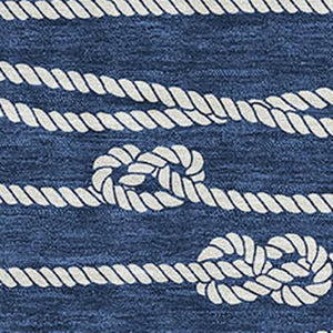 HomeRoots 5' X 8' Navy Blue & Ivory Nautical Area Rug - Washable, UV-Protected, Stain-Resistant & Soft! 645411