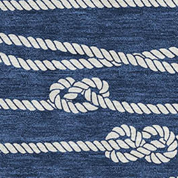 HomeRoots 5' X 8' Navy Blue & Ivory Nautical Area Rug - Washable, UV-Protected, Stain-Resistant & Soft! 645411