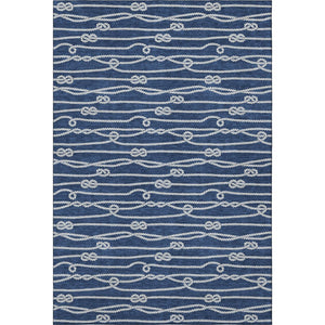 HomeRoots 5' X 8' Navy Blue & Ivory Nautical Area Rug - Washable, UV-Protected, Stain-Resistant & Soft! 645411