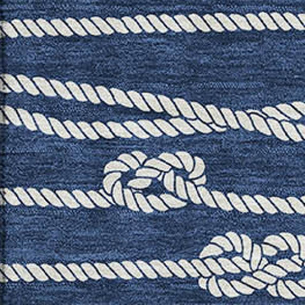 HomeRoots 8' X 10' Navy Blue Nautical Area Rug - Washable, UV Protected, Durable Design for Coastal Charm 645413