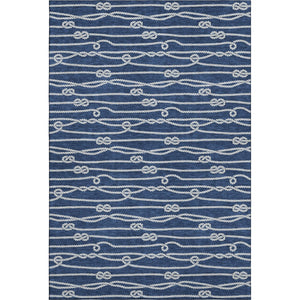 HomeRoots 9' X 12' Navy Blue and Ivory Nautical Area Rug - Durable, Washable, UV-Protected for Coastal Charm 645414