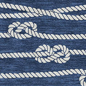 HomeRoots 9' X 12' Navy Blue and Ivory Nautical Area Rug - Durable, Washable, UV-Protected for Coastal Charm 645414