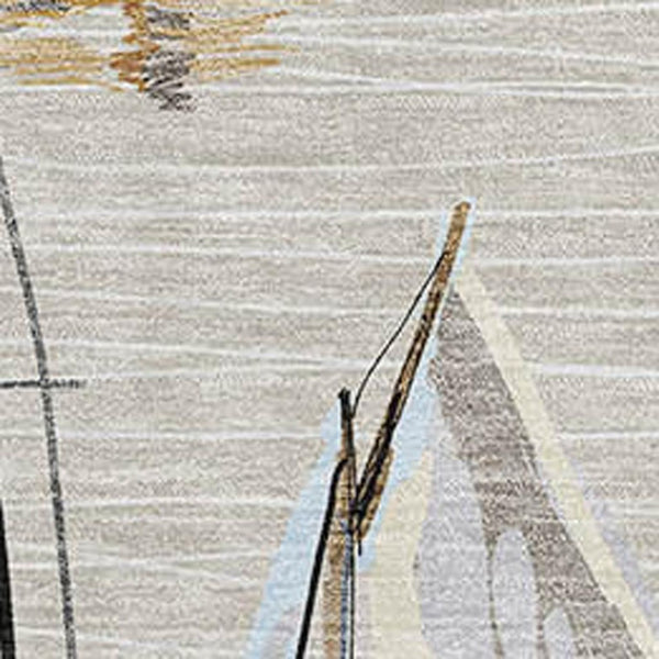 HomeRoots 5' X 8' Nautical Area Rug in Ivory, Gold & Black - Machine Washable, Stain Resistant, UV Protected 645417