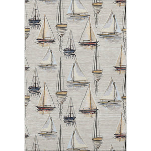 HomeRoots 10' Coastal Area Rug in Ivory, Gold & Black - Durable, Washable, UV-Protected for Active Homes 645421