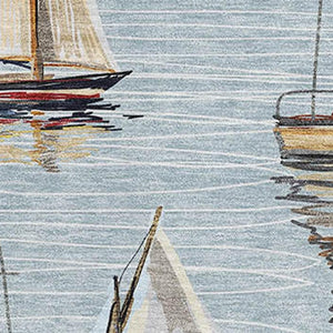 HomeRoots 8' X 10' Sky Blue Gold & Ivory Nautical Area Rug - Washable, UV Protected, Stain Resistant, Durable Design 645425