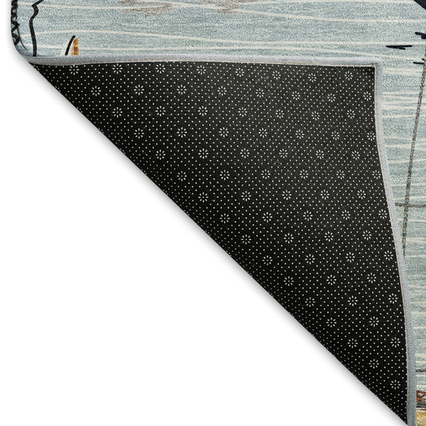 HomeRoots 9' X 12' Sky Blue Nautical Area Rug – Washable, UV-Protected, Durable & Stylish for Any Space 645426