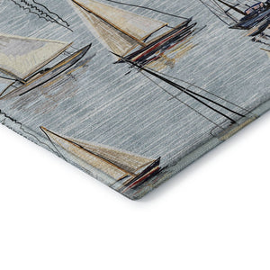 HomeRoots 9' X 12' Sky Blue Nautical Area Rug – Washable, UV-Protected, Durable & Stylish for Any Space 645426