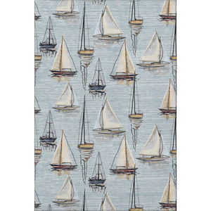 HomeRoots 9' X 12' Sky Blue Nautical Area Rug – Washable, UV-Protected, Durable & Stylish for Any Space 645426