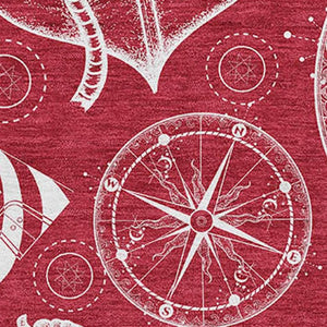 HomeRoots 8' X 10' Nautical Red and Ivory Area Rug – Machine Washable, UV Protected, Durable Coastal Decor 645455