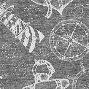 HomeRoots 5' X 8' Gray and Ivory Nautical Area Rug - Washable, UV-Protected, Stylish, and Durable for Every Home 645459